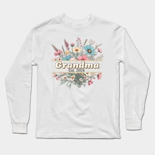 Grandma, Est 2024, floral design for new grandmas Long Sleeve T-Shirt